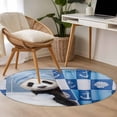 thumbnail image 4 of Funny Panda Round Area Rug 3.3Ft Washable Circle Rugs for Dining Room Table, Cute Art Modern Lovely Animals on Showering Blue Non-Slip Carpet Floor Mats Indoor Outdoor Carpet Runner Home Decor, 4 of 8