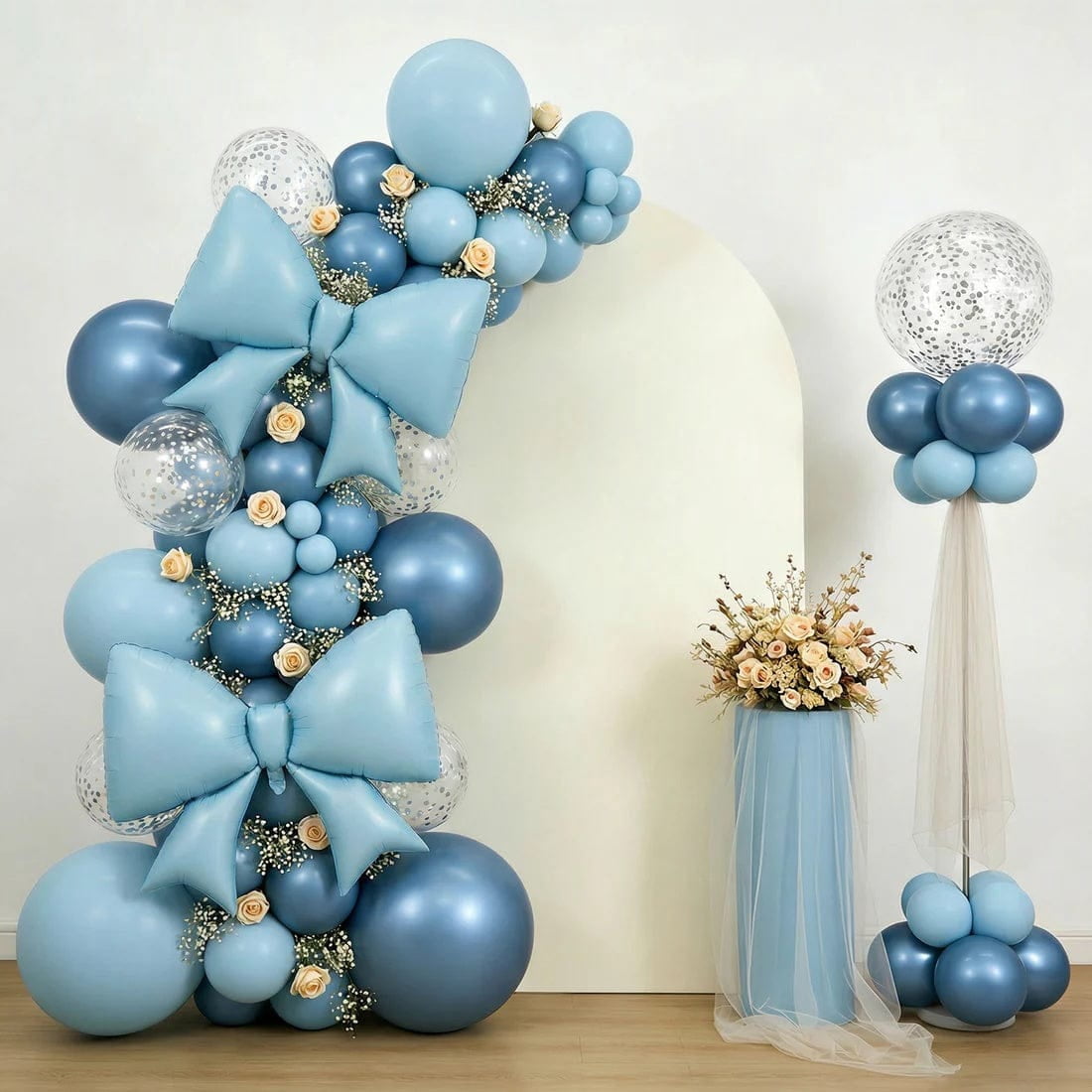 10 Blue 29x27 in Matte Giant Bow Mylar Foil Balloons Wedding Party Event Decorations