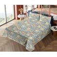 thumbnail image 4 of Ambesonne Floral Fitted & Flat Sheet with Sham 3 Pcs Set, Vintage Vibe Rose Pattern, Twin, Pale Grey Pastel Yellow, 4 of 5
