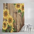 thumbnail image 3 of Shower Curtains for Bathroom, Sunflower Waterproof Fabric Shower Curtain, Farmhouse Floral Bee Brown Vintage Wood Grain Decorative Bathroom Curtain for Bathtub, 72"x72", No Hooks Included, 3 of 9