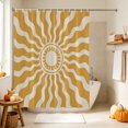 thumbnail image 4 of Bohemia Shower Curtain, Waterproof Shower Curtains for Bathroom, Retro Abstract Aesthetic Sunshine Boho Yellow Washable Fabric Bathtub Curtain Set Bath Decor with 12 Hooks Standard 72"x72", 4 of 8