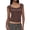 Brown, variant on Women'S Cowl Neck Top Sleeveless Ruched Double Lined Crop Top T Shirts Red M