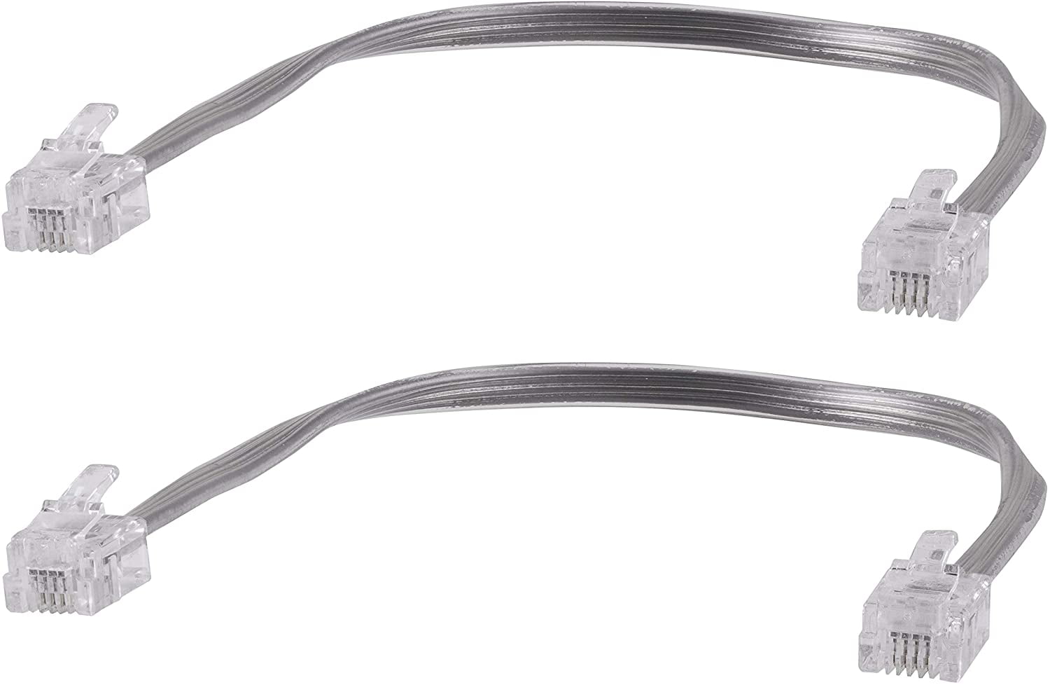 Power Gear Telephone Line Cord, 2 Pack, 8 Inch, Short Phone Cord