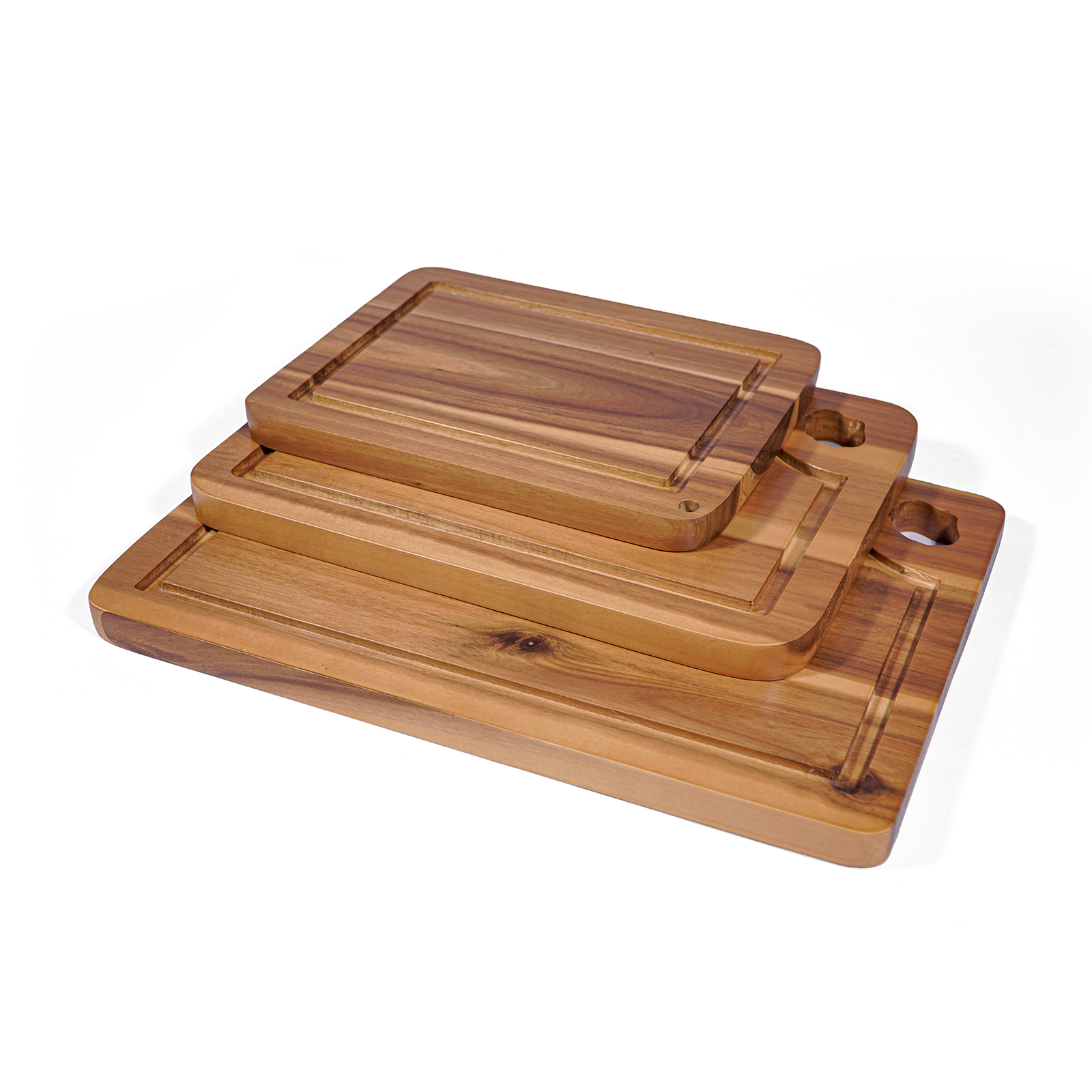 Wooden Cutting Boards for Kitchen Set of 3 Solna – Acacia Wood Cutting Board with Juice Groove & Hand Grip – Chopping Boards, Small Wooden Cutting Board, Meat & Vegetable Cutting Board