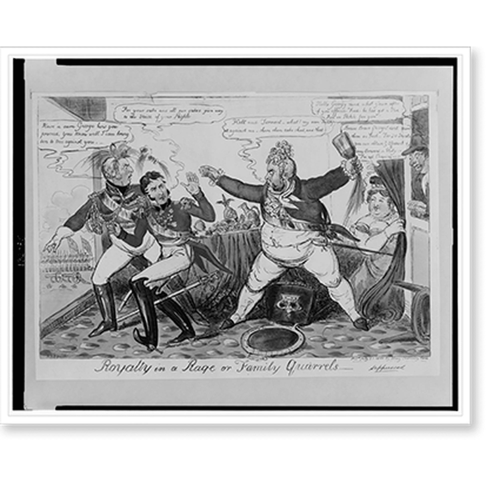 Historic Print Royalty in a rage or family quarrels.I.R.C. fecit. 18 x 24