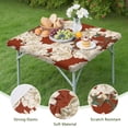 thumbnail image 4 of Square Tablecloth with Elastic Edges 34 * 34 Inch Pioneer Waterproof White Flowers on Red Table Cover Washable Indoor and Outdoor for Party Kitchen Dinner Banquet Patio Picnic, 4 of 6