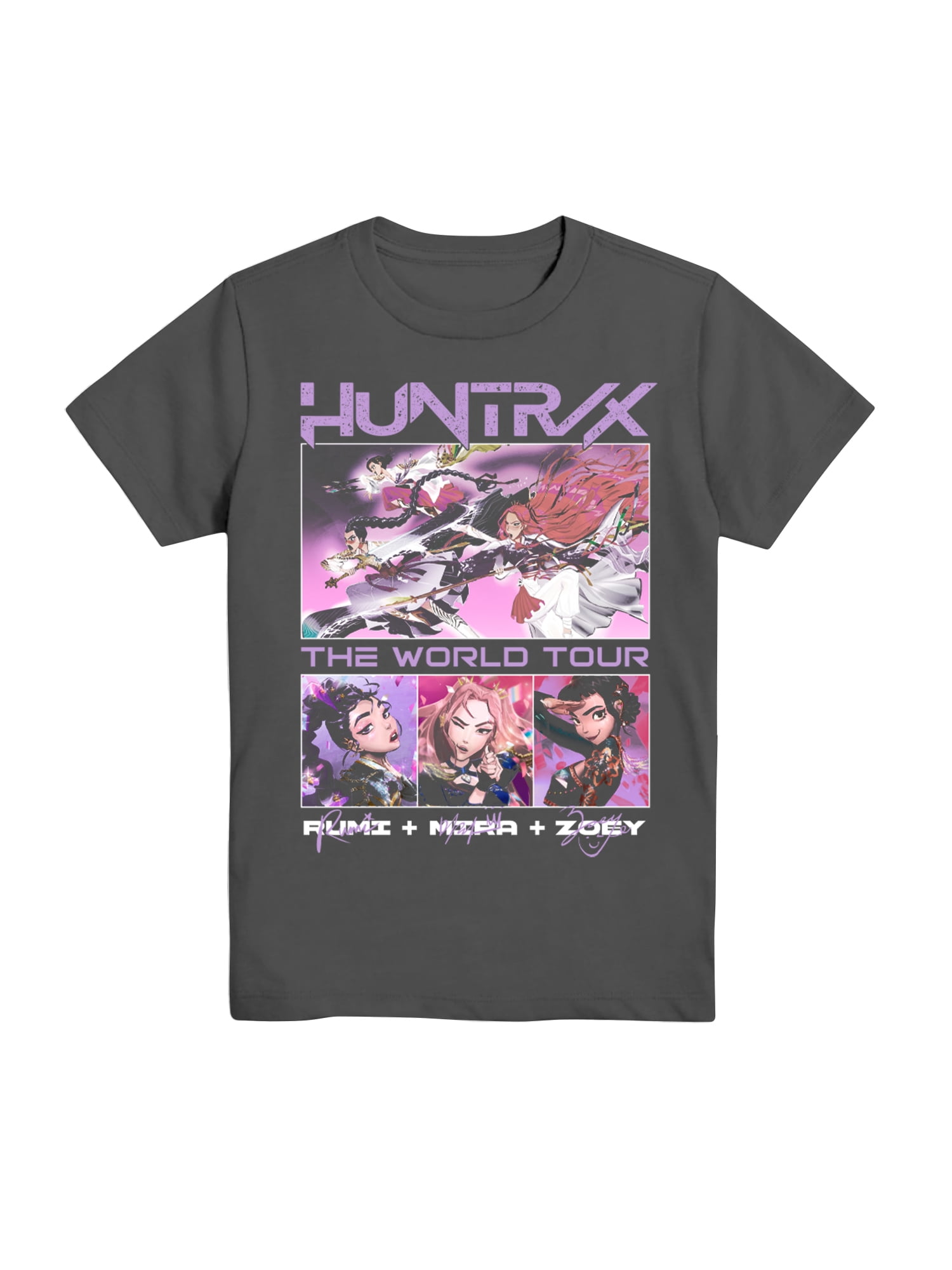 Kpop Demon Hunters Boys' Graphic Tee with Short Sleeves, Huntrix Trio, Sizes 4-18