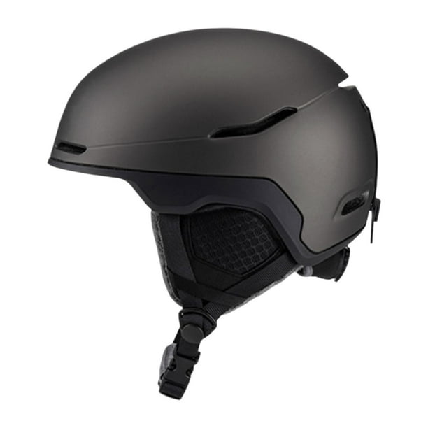 Casco de esquí con forro de felpa, casco protector, ajuste ajustable, almohadillas extraíbles para ciclismo, snowboard, deportes de invierno, adultos Gris Negro