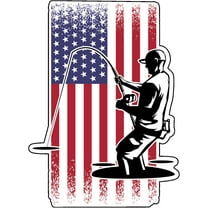 WickedGoodz American Flag Angler Vinyl Decal - Patriotic Fishing Bumper Sticker - for Laptops Tumblers Windows Cars Trucks Walls