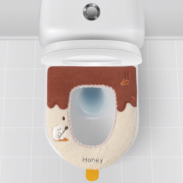 Fall And Winter Toilet Seat Thickened Household Warm Sitting Toilet Cover Furry Toilet Seat Cushion