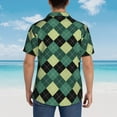 thumbnail image 6 of Xecao Green Squares print Hawaiian shirt - a stylish short-sleeve button-down for men, perfect for casual beach and tropical outings., 6 of 9