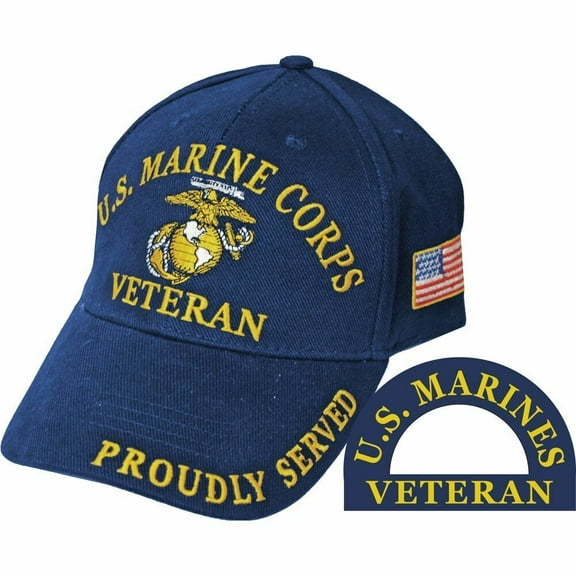 United States Marine Corps Veteran Proudly Served Blue Hat Cap USMC