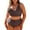 Brown, variant on SHEWIN Women Plus Size Bikini Sets Two Piece Tummy Control Swimsuits V Neck Color Block High Waisted Bathing Suits Bright Pink 3X