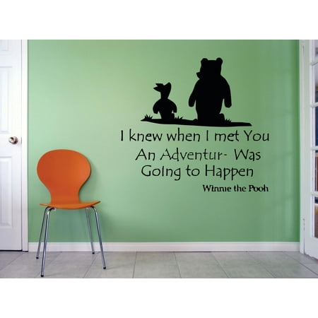 Classic Winnie The Pooh Border (Winnie The Pooh Piglet Quote Cartoon Characters Silhouette Baby Nursery Room Boy Girl Custom Wall Decal Vinyl Sticker Art Decor 12 Inches X 12)
