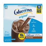 Glucerna Original Diabetic Protein Shake, Rich Chocolate, 8 fl oz Bottle, 16 Count
