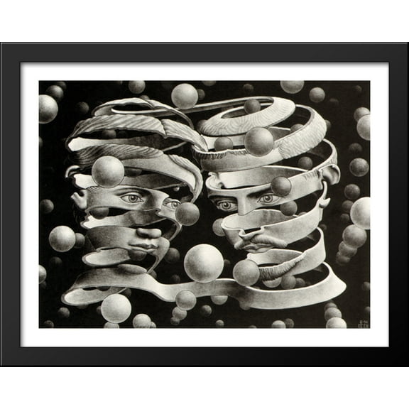Bond of Union 36x28 Large Black Wood Framed Print Art by M.C. Escher