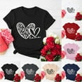 thumbnail image 5 of Jewelreauty Women Valentine's Day Shirts Short Sleeve Letter Heart Graphic T-Shirts Casual Pullover Tunic Tops (S, E Khaki), 5 of 5