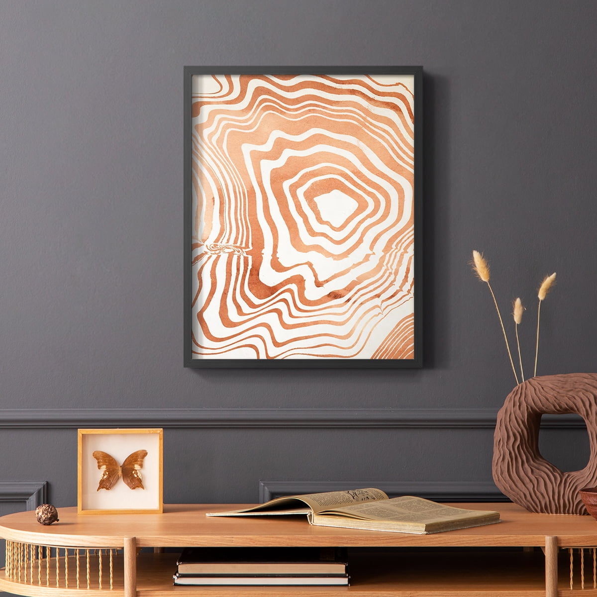 Wood Grain Suminagashi I Framed Print - Solid Wood in Single Picture Frame Solid Wood 2 Framed Print