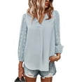 thumbnail image 2 of SAYOO - Camiseta de cuello en V de color sólido para mujer, blusa holgada de manga larga con decoración de flores, suéter holgado SAYOO  Moda, 2 of 6