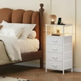 thumbnail image 2 of Eunos White Dresser for Bedroom, 4 Drawer Nightstand with Charging Station, LED and Open Shelf, 2 of 8