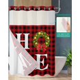 thumbnail image 2 of No Hook Shower Curtain with Snap in Liner, Black Red Plaid Green Christmas Wreath Red Bow Xmas Home Shower Curtains for Bathroom, Washable Shower Curtain Liner Set with Mesh Top Window, 60"x72", 2 of 6