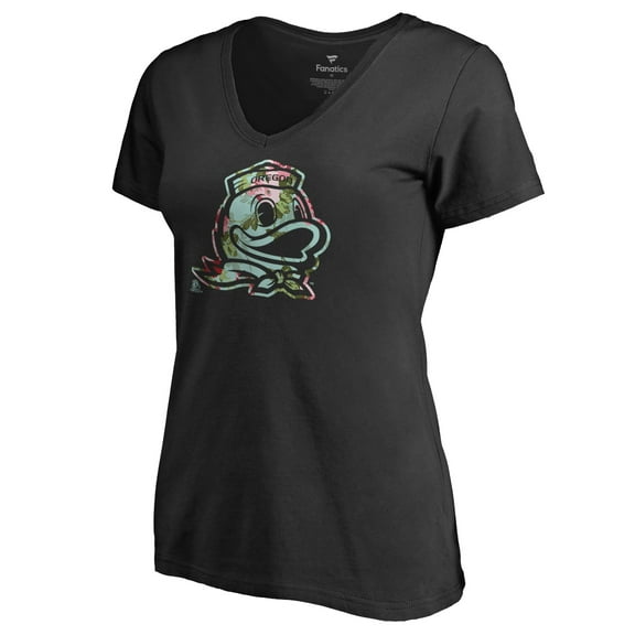 Women's Black Oregon Ducks Lovely V-Neck T-Shirt