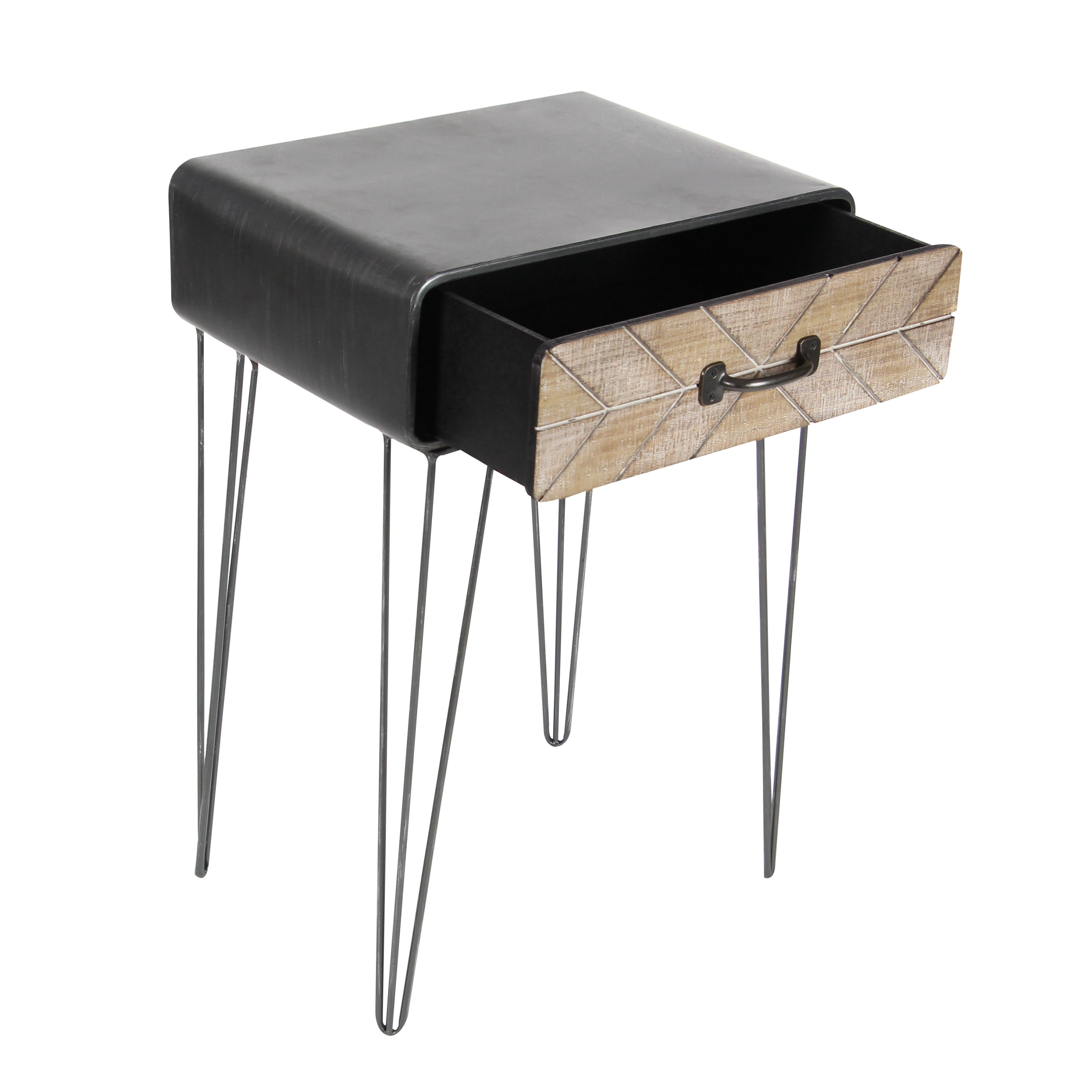 DecMode 17" x 26" Black Metal Single Drawer Accent Table, 1-Piece