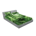 thumbnail image 2 of Rainforest Fitted Sheet & Pillow Sham Set, Palm Trees and Exotic Plants in Tropical Jungle Wild Nature Theme Illustration, Decorative Printed 6 Piece Bedding Decor Set, Calking, Green, by Ambesonne, 2 of 3