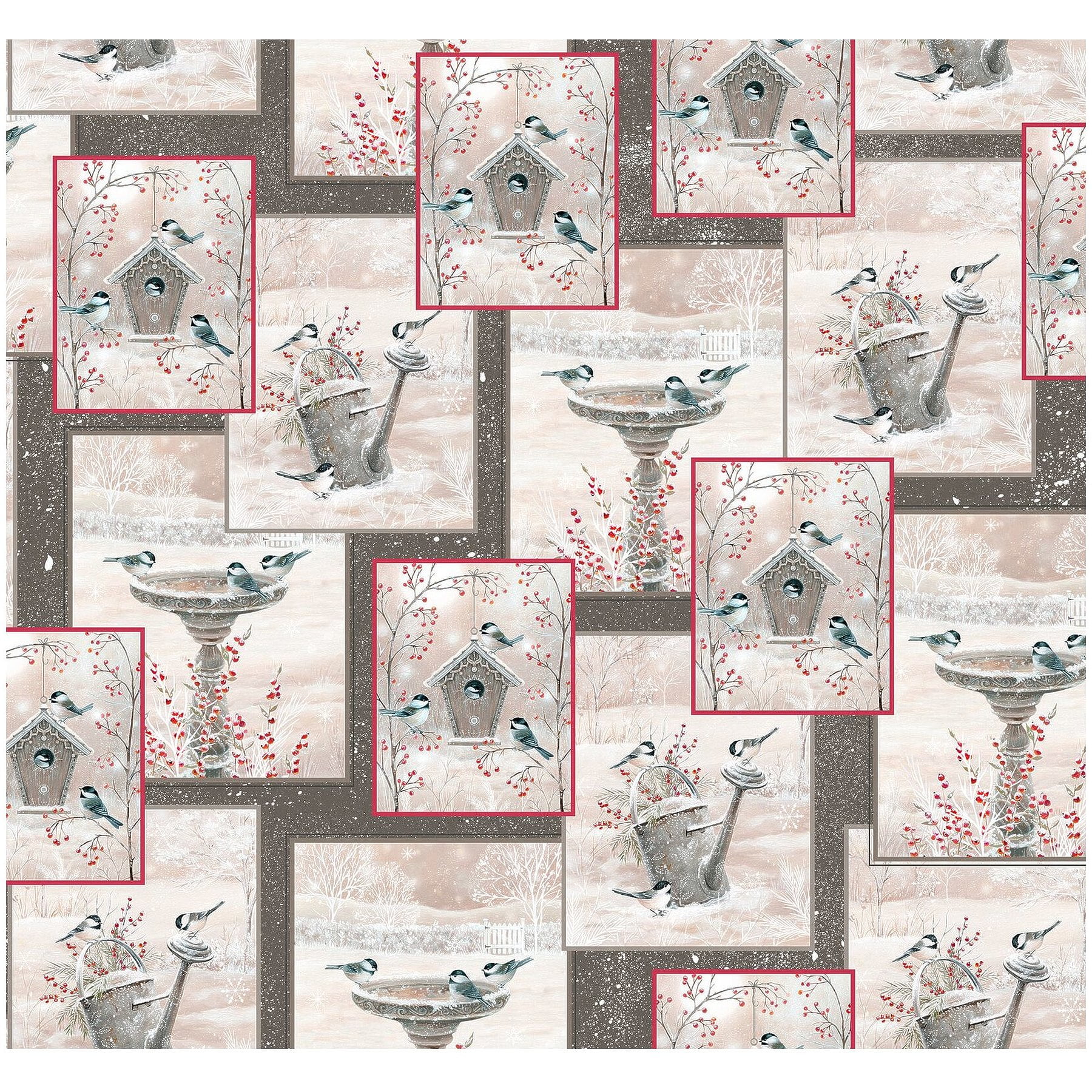 Clearance Sale~Winter Garden~Chickadees Patches Cotton Fabric by Quilting Treasures - Walmart ...