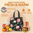 thumbnail image 5 of Pioneer Flower Floral Print Pattern Insulated Lunch Bag for Women & Adults,Large Portable Soft Cooler Lunch Bag,Thermal Food Storage Tote with Pearl Cotton,8.66L,8.75x5.75x9.5 Inch, 5 of 6