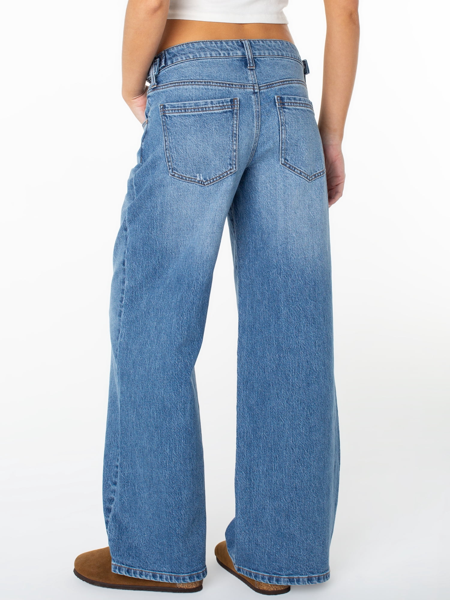 Celebrity Pink Women's and Women's Plus Wide Leg Baggy Jeans with Tab Waist, Sizes XS-4X