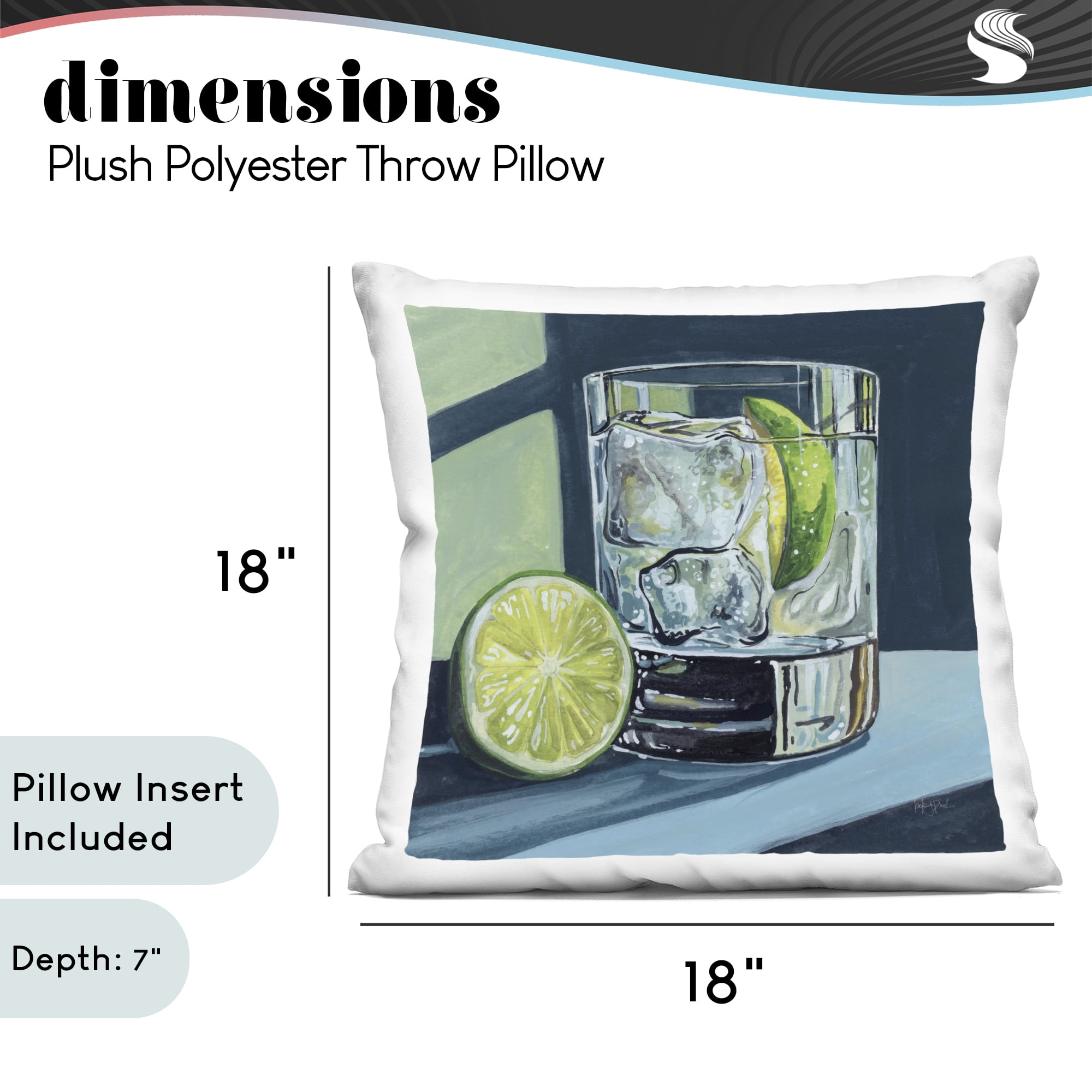 Stupell Industries Lime & Gin Tonic Cocktail Decorative Printed Throw Pillow, design by Kate Jarvik Birch