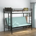 thumbnail image 2 of Twin over Full Bunk Bed with Convertible Futon, Space Saving Metal Bunk Bed, Multi-Functional Bunk Bed with Ladder, Black Modern Bunk Bed for Dorm, Apartment, 2 of 10