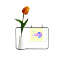 thumbnail image 1 of Medusas florecientes. Tarjeta de jarrón artificial de tulipanes, 1 of 3