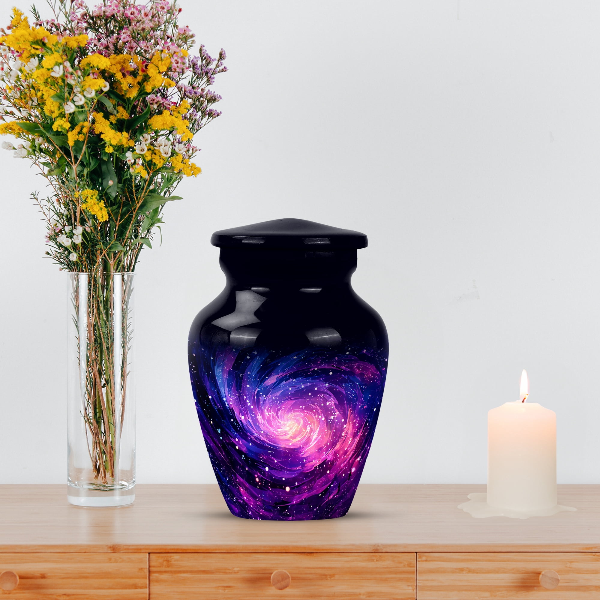 MUKTIVE Galaxy Funeral Urn for Adult Ashes Male & Female, Memorial Blue Unique Urns for Ashes Husband and Wife, Decorative Cremation Urn for Men & Women, 3 Inch