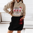 thumbnail image 2 of Vestido de sudadera con capucha de Navidad, manga larga, costura de color de colisión, vestido de sudadera de otoño para trabajo, vacaciones, caqui S, 2 of 5