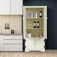 thumbnail image 3 of Patiojoy Armoire de Rangement d'Appoint pour Chambre, au Sol, Tablettes Ajustables, Blanc Cassé, 3 of 8