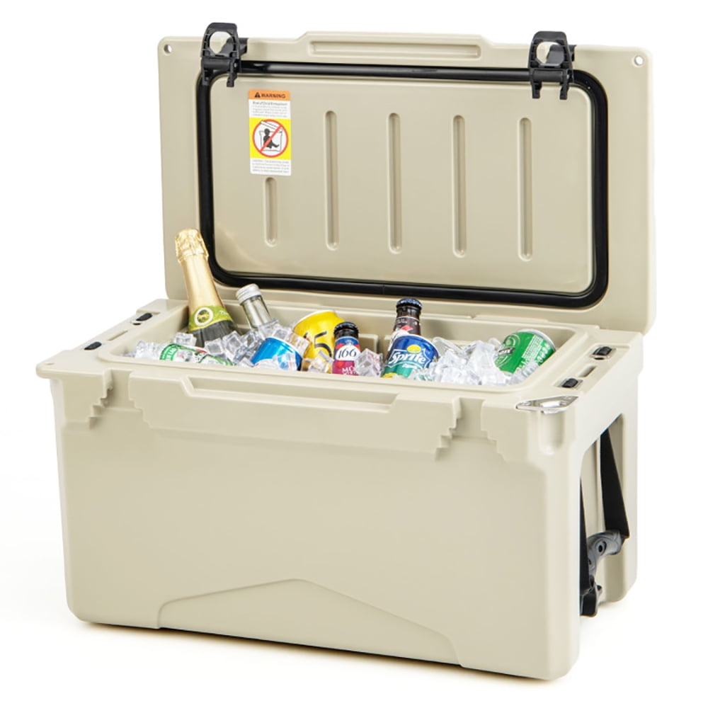 Aimee Lii Rotomolded Cooler with Integrated Cup Holders and Bottle Opener, Portable Water Cooler, Brown Aimee Lii Rotomolded Cooler with Integrated Cup Holders and Bottle Opener, Portable Water Cooler, Brown