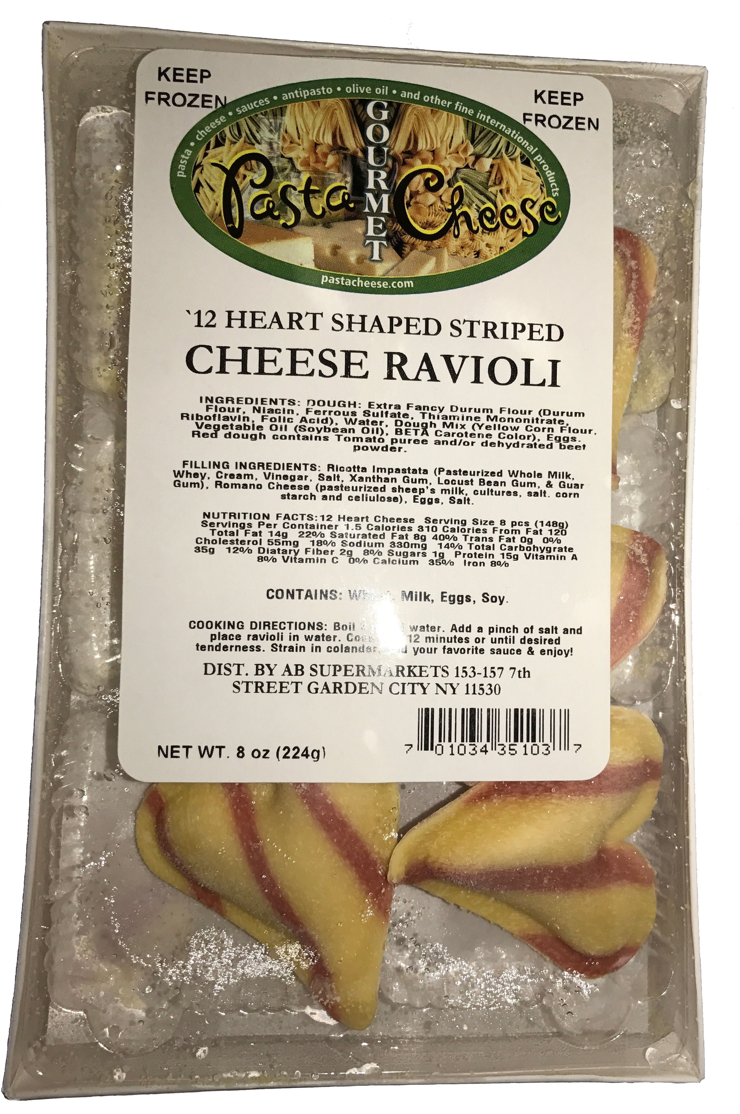 PastaCheese 12 Heart Shaped Stripped Cheese Ravioli (Pack of 4) by PastaCheese