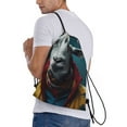 thumbnail image 4 of Yiaed Surrealist Goat Print Drawstring Bags Drawstring Backpack Bulk String Back Pack Gym Sport Bag-Medium, 4 of 5