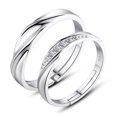 thumbnail image 1 of Juego de 2 anillos abiertos de cobre elegantes y modernos para parejas, ideal para fiestas y citas., 1 of 14