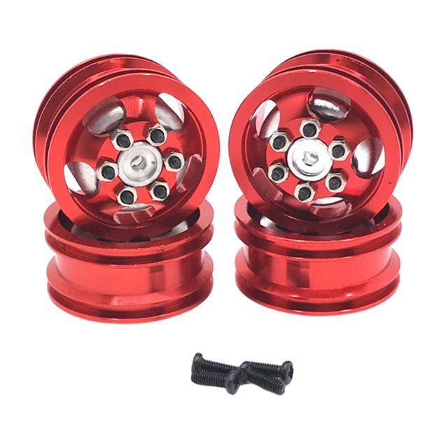ZheElen RCGOFOLLOW Aluminum Alloy Metal Wheel Rims RC Upgrade Part Rc Metal Wheel Rims For 1/16 WPL C14 RC Car Part RC Car Accessories Red
