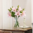 thumbnail image 3 of Flores artificiales, 5 flores de lirio artificiales de tacto real (rosa) TUNC Sencillez, 3 of 5