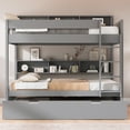 thumbnail image 2 of Euroco Wood Full over Full Bunk Bed with Storage Shelves and Trundle, Gray, 2 of 8