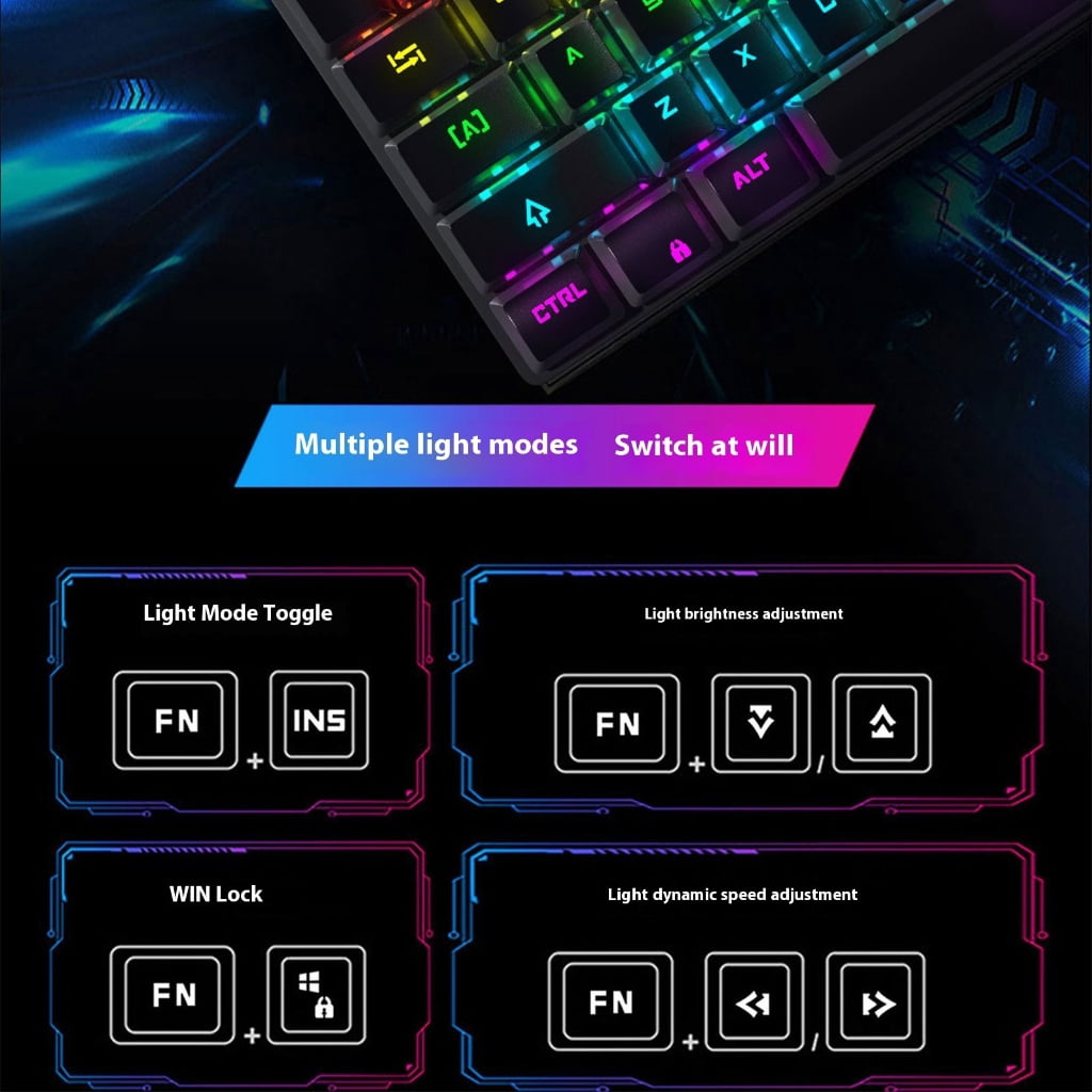ABS Keycaps RGBs Illuminateds 82 Key Mechanical Gaming Keyboards for PC Blue Switches