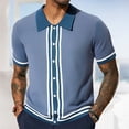 thumbnail image 2 of Afdoent Shirt For Men Color Blocked Striped Lapel Cardigan Male Casual Loose Trend Business Short Sleeve Shirt Classic Fit Summer Tops, 2 of 9