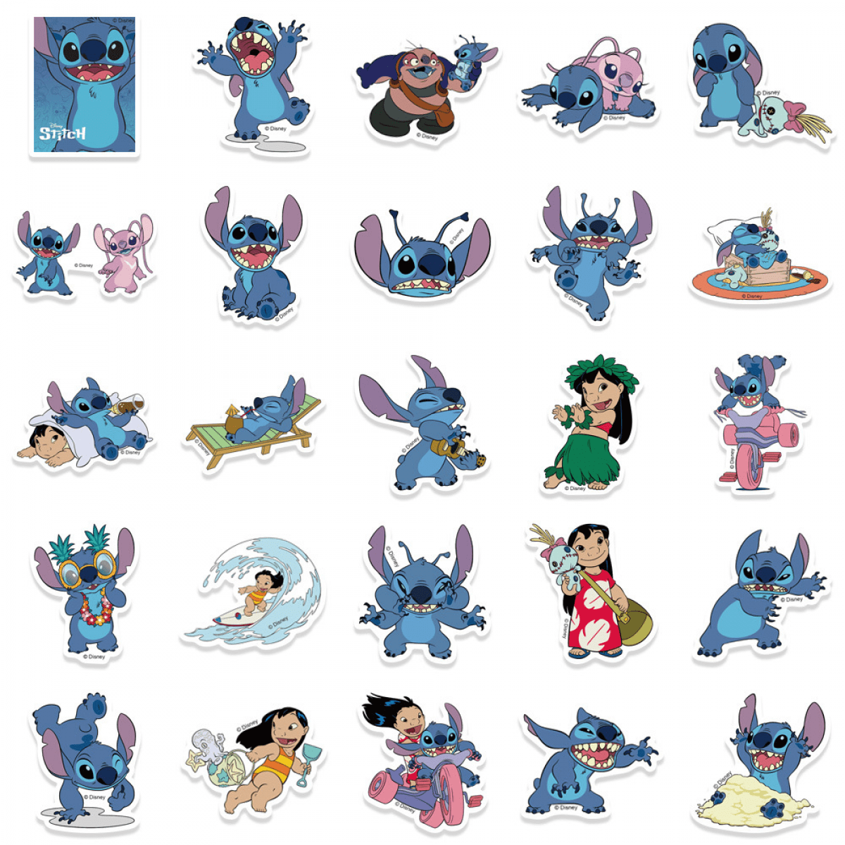 YIXIGGC 50pcs Cute Stitch Cartoon Stickers, Waterproof Vinyl