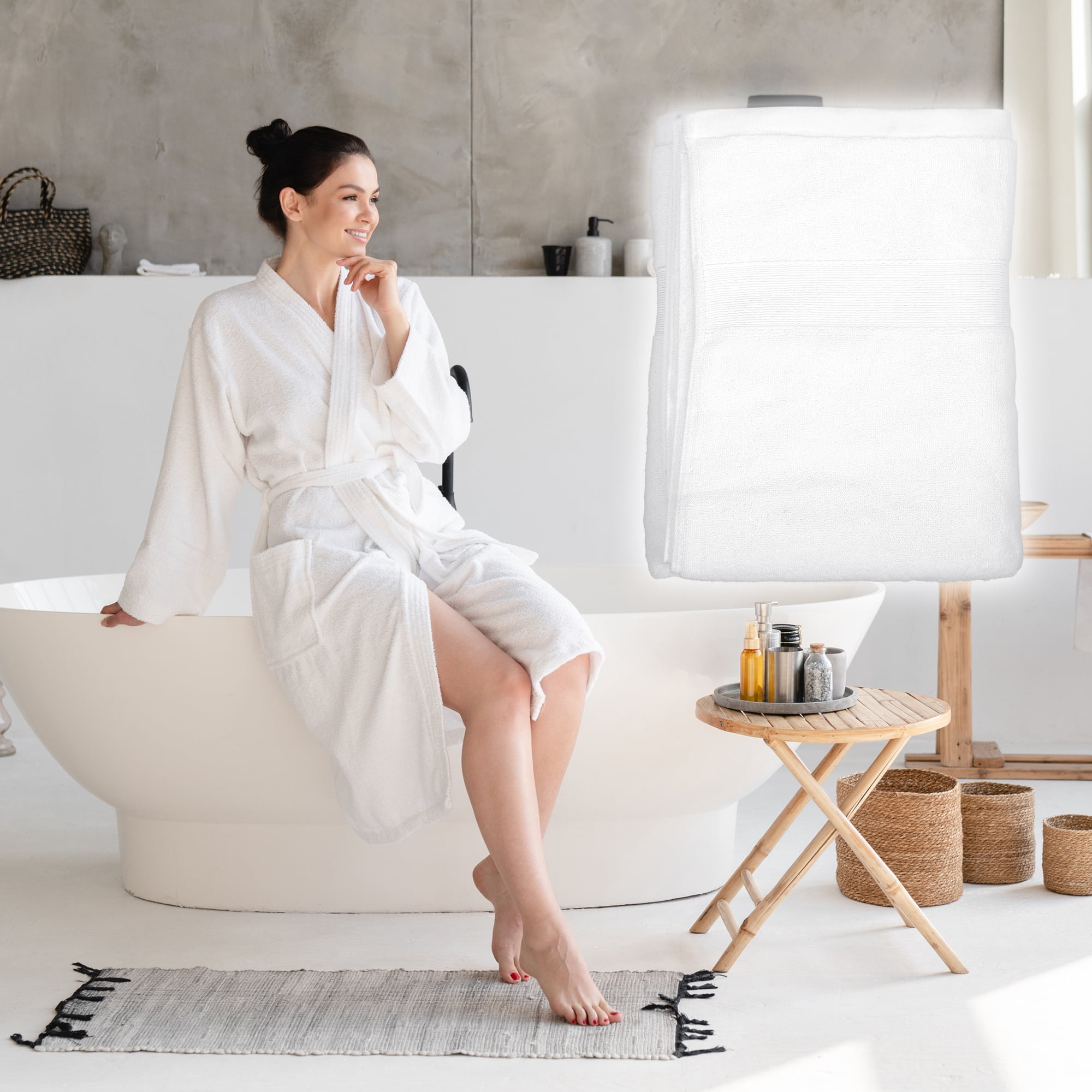 Unique Bargains 1 Pc Cotton Bath Towel Absorbent Cotton Towel 27.56"x55.12" White