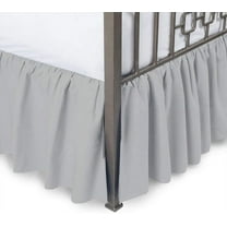 Ruffled Bed Skirt with 18" Tailored Drop Bedskirt, Split Corner Bedskirt with Platform, 100% Microfiber Dust Ruffle Bedskirt, Ultra Soft-Full-XL Size-Light Gray Solid