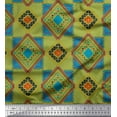 thumbnail image 1 of Soimoi Green polyester Crepe Fabric Square Geometric Print Sewing Fabric Yard 52 Inch Wide, 1 of 3